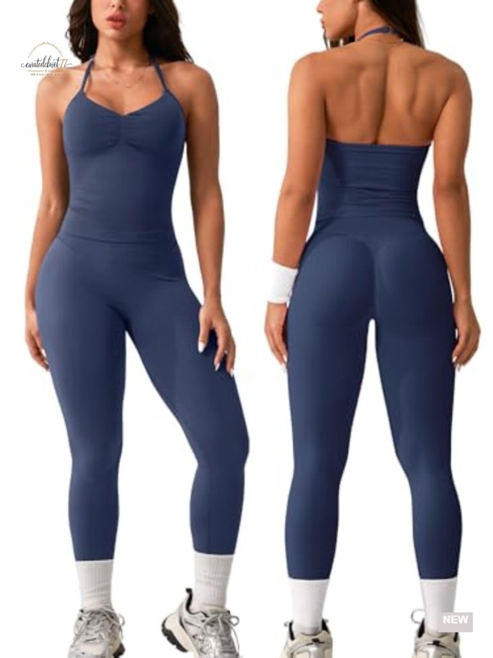 Seamless 2 Piece Workout Set Halter Tank & Leggings High Waist